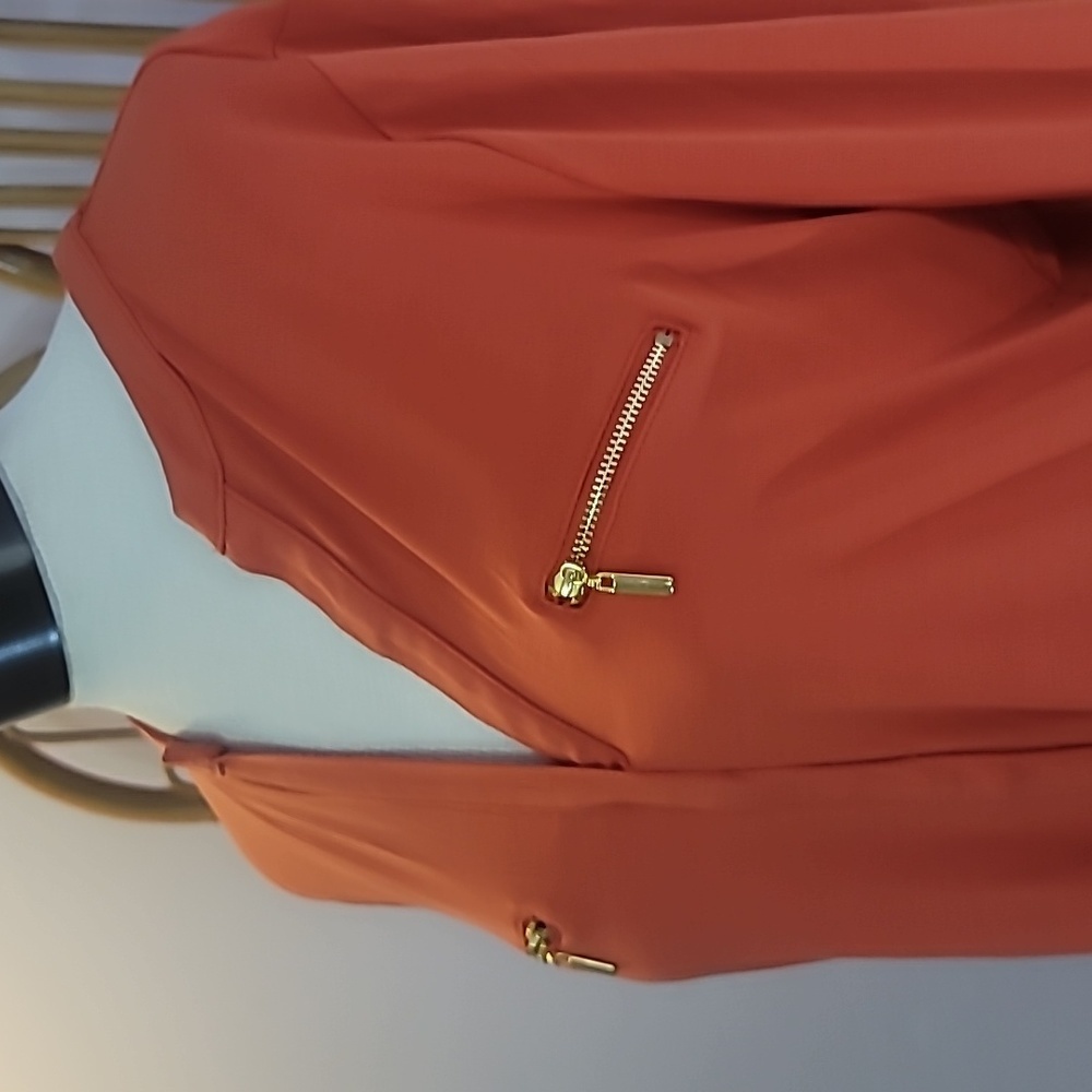 INC International Concepts orange gold zipper pockets long sleeve dress shirt - Picture 4 of 11